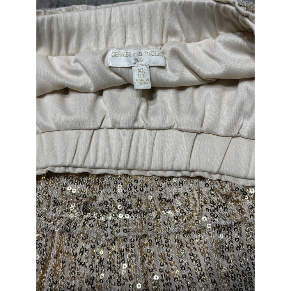 Chelsea & Violet Skirt Womens XL 16 Sequin Tiered Ruffle Gold Festival Party Y2K - Picture 7 of 8